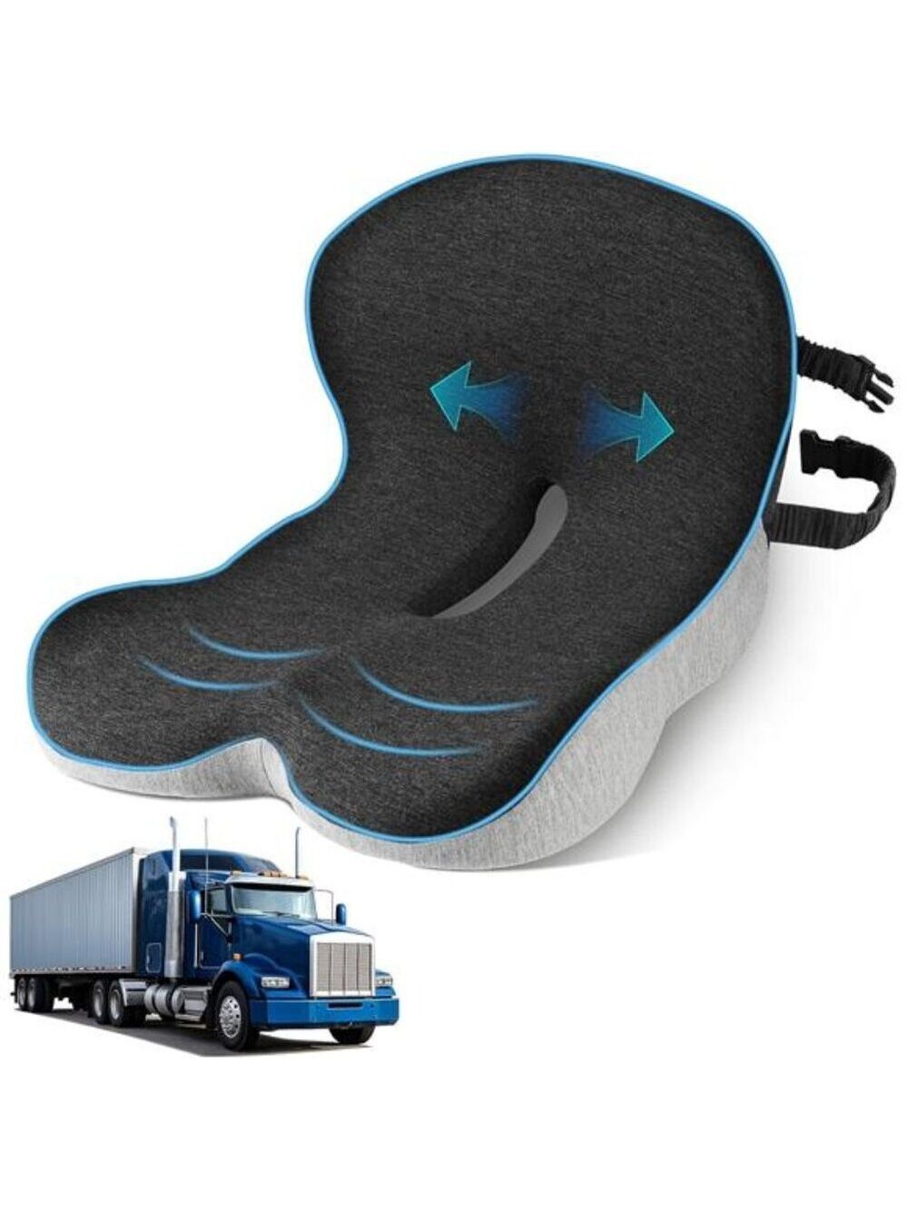 Truck Seat Cushion Memory Foam Ergonomic Lumbar Tailbone Support Pain Relief
